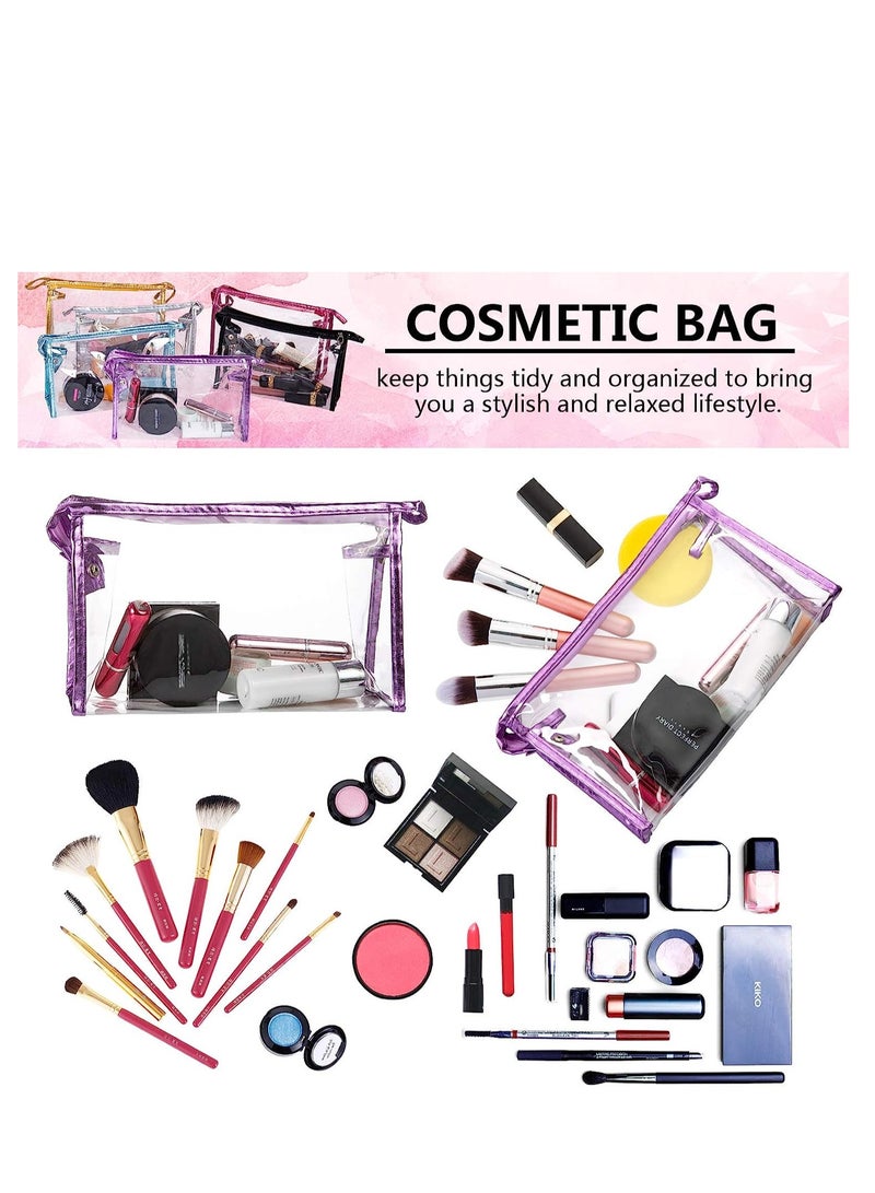 SYOSI 5 قطع من حقيبة مستحضرات التجميل الشفافة المقاومة للماء مع سحاب، حقائب تنظيم مستحضرات التجميل البلاستيكية الشفافة من مادة البولي فينيل كلوريد، حقيبة أدوات الزينة للسفر للحمام والعطلات والتنظيم - Image 3