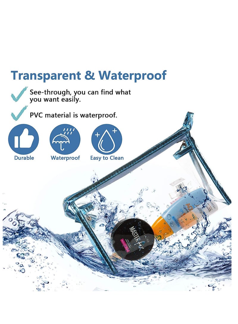 SYOSI 5 قطع من حقيبة مستحضرات التجميل الشفافة المقاومة للماء مع سحاب، حقائب تنظيم مستحضرات التجميل البلاستيكية الشفافة من مادة البولي فينيل كلوريد، حقيبة أدوات الزينة للسفر للحمام والعطلات والتنظيم - Image 2