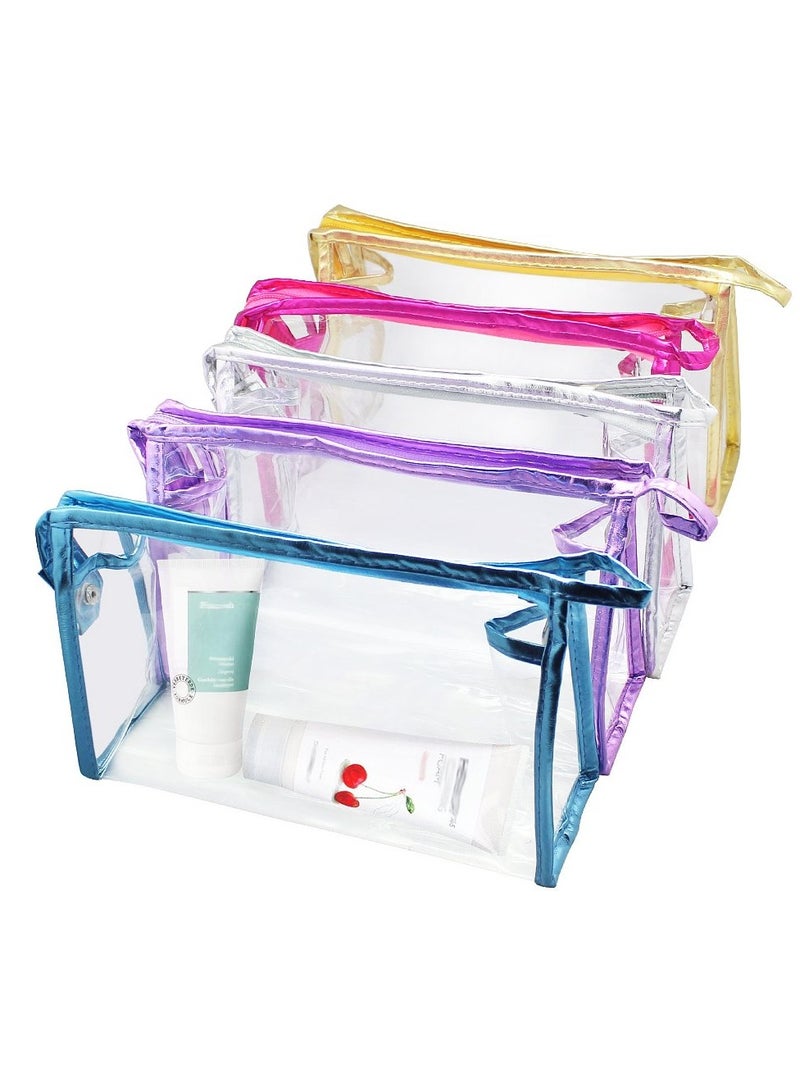 SYOSI 5 قطع من حقيبة مستحضرات التجميل الشفافة المقاومة للماء مع سحاب، حقائب تنظيم مستحضرات التجميل البلاستيكية الشفافة من مادة البولي فينيل كلوريد، حقيبة أدوات الزينة للسفر للحمام والعطلات والتنظيم - Image 5