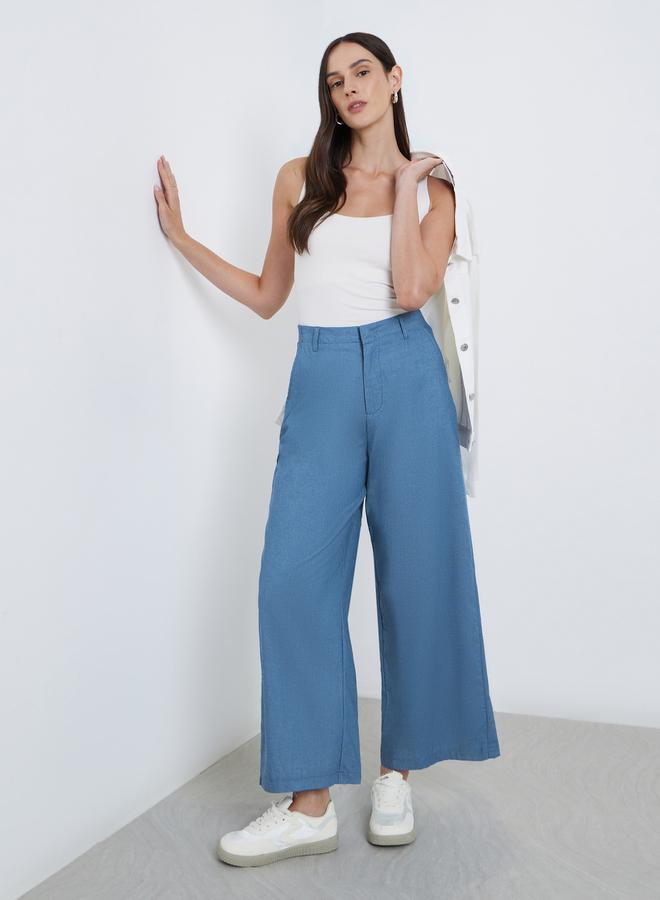 ستايلي بنطال جينز بقصة أرجل واسعة - Image 1