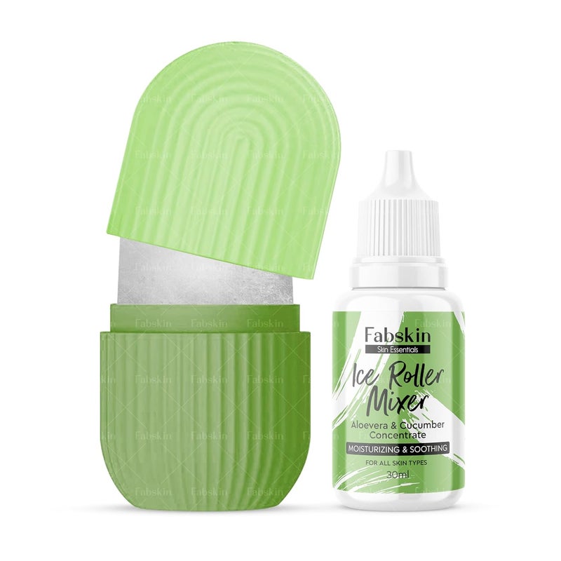 Fabskin Fabskin Ice Roller For Face Neck and Body  With Aloevera  Cucumber Ice Roller Mixer 30ml  Ice Roller for Face Massager  Face Ice Roller for Men  Women  Ice Cube Facial Roller Kit l For Skin Moisturizing  Soothing  - Image 1