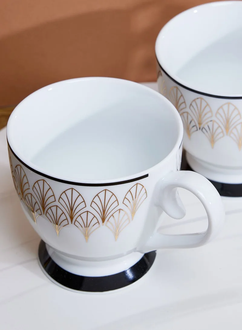 AURORA Set Of 2 Flared Mug Deco Glam - Black/Gold In Mail Order Packaging
