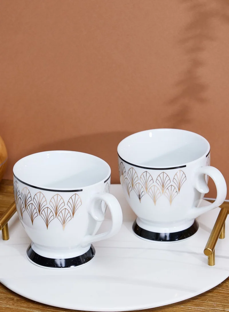 AURORA Set Of 2 Flared Mug Deco Glam - Black/Gold In Mail Order Packaging