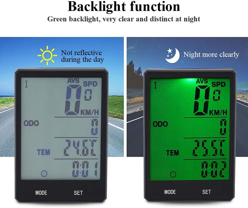 woobles Bicycle Speedometer Wireless, Bike Bicycle Computer Speedometer Odometer Cycling Measurable Stopwatch - Image 3