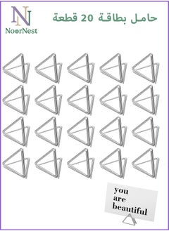 20-Piece Triangle Shape Name Card Holder, Mini Wedding Table Card Holders, Setting Holder Picture Clips Stand for Centerpiece Anniversary Party