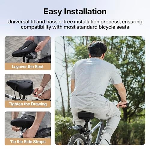 FOVERA Gel Bicycle Saddle Seat Cushion Cover for Indoor Outdoor Cycling, Exercise Cycle - Soft and Washable, 100% Gel Material, Made in India - Image 5
