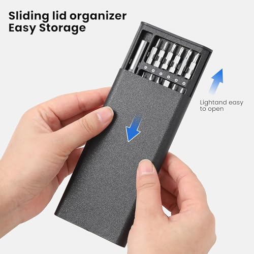 ROKTRY Pack of 1 Multipurpose 24-In-1 Screwdriver Set 25 Replaceable Magnetic Bits Tool Kit For Home Appliances, Mobile Phone, Laptop, Watch etc Repairing Compact in Size and Wallet Packaging (Black) - Image 4