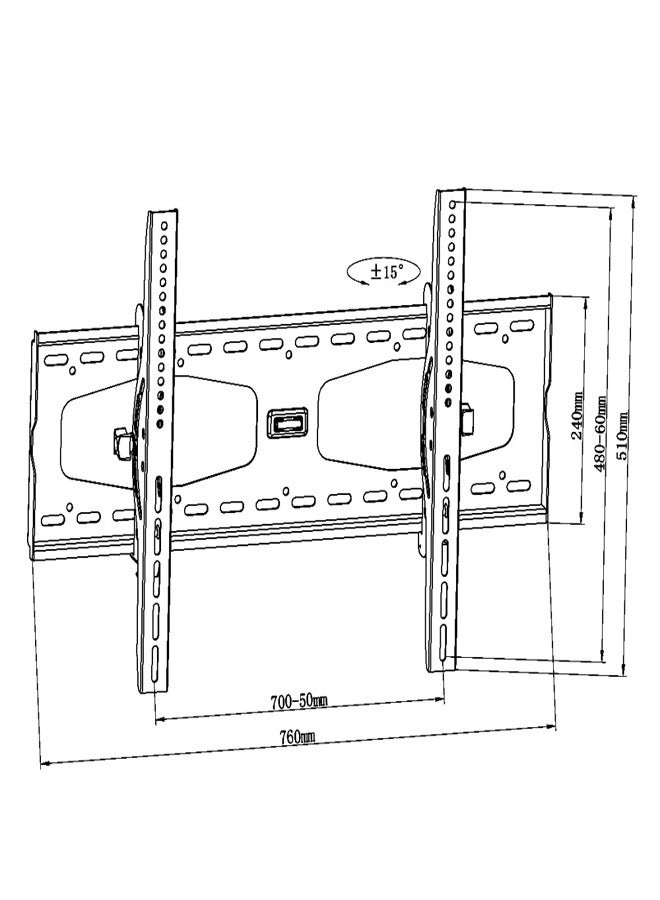 Skill Tech SH 63T Tilt TV Wall Mount for 30-75 Inch Screens, VESA 760x500, Wall Profile 75mm, Max Load 75kg – Black - Image 2