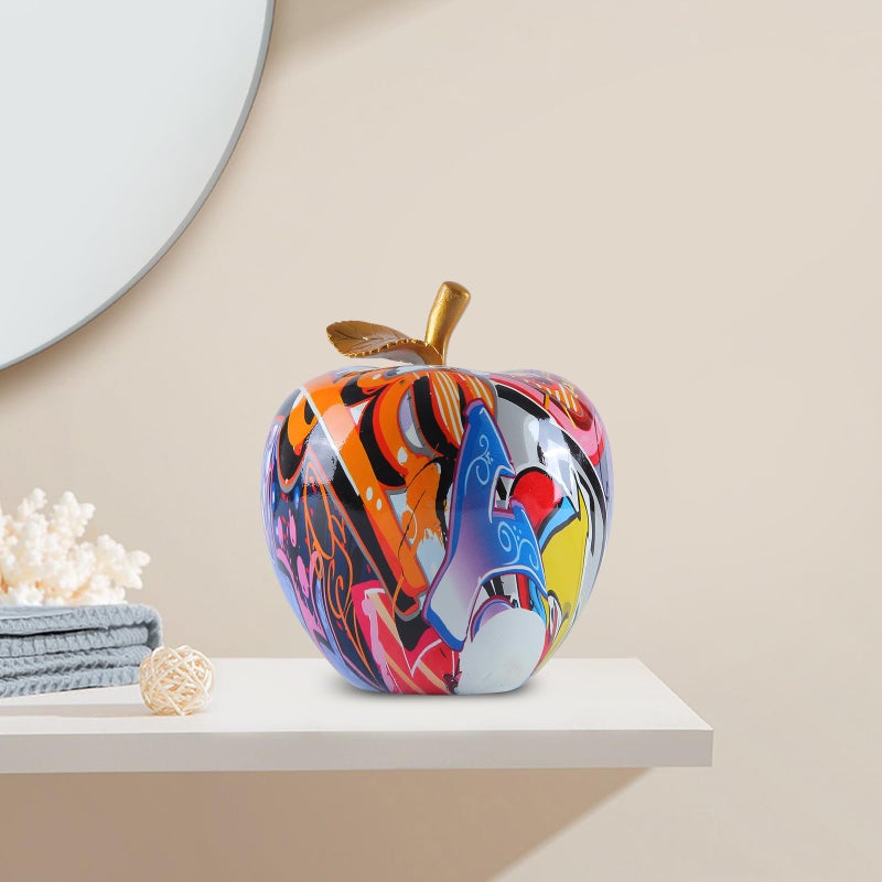 JOOMBE Colorful Fruit Figurines Apple Statue Decorations,Abstract Graffiti Apple Resin Sculpture for Table top Ornament Home Decor Christmas eve Gift(Large) - Image 5