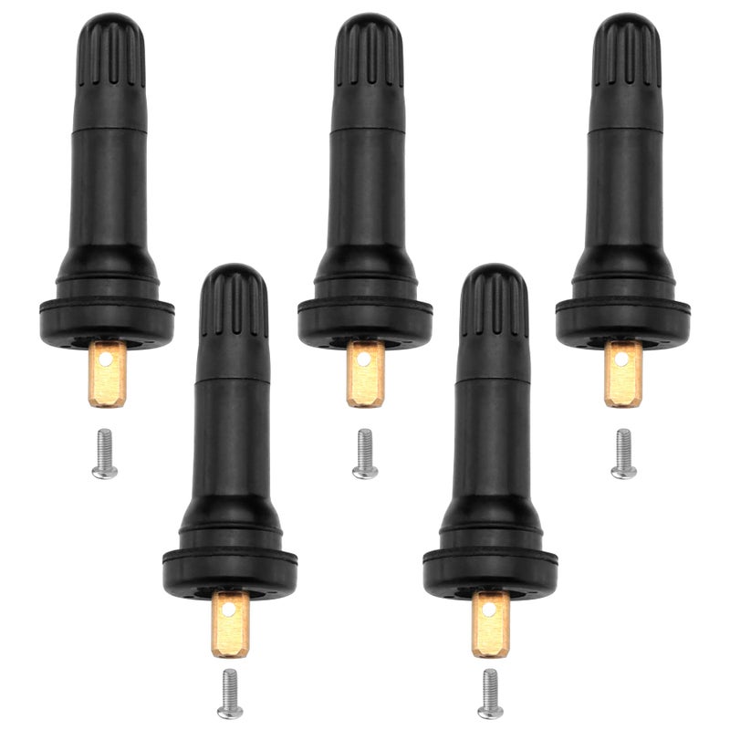 luxlead 5 PCS TPMS 20008 Tire Valve Stem Set Rubber Snapin Tubeless Tire Valve Stems Fit for 0453 inch Rim Holes on Vehicle Tires