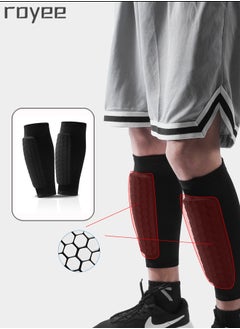 Royee Soccer Shin Guards Shin Pads for Kids Youth Adult, Calf Compression Sleeve with Honeycomb Pads, Support for Shin Splint Baseball Boxing Kickboxing MTB, Lightweight(1PAIR)  - Image 1