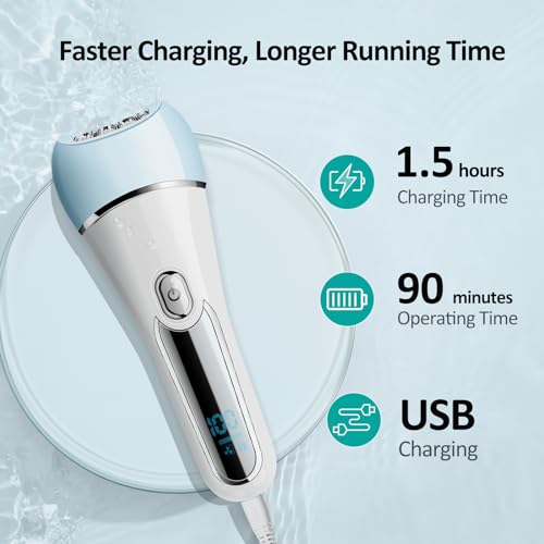LIHOBI Epilator for Women, 6 in 1 Hair Removal Epilator, Shaver, Face Razor, Facial Brush, Face Massage and Body Exfoliator,IPX7 Waterproof Rechargeable Hair Removal for Women, 2 Speeds - Image 4