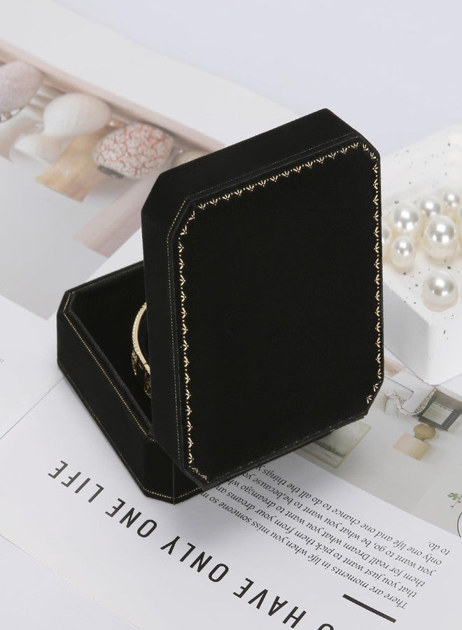 KUKUVR Velvet Bracelet Box for Women, Octagonal Luxury Bangle Gift Box for Wedding Anniversary Engagement Festival, Jewelry Storage Boxes (Black) - Image 5