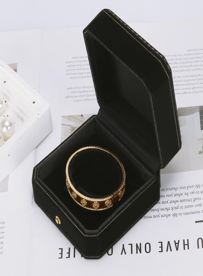 KUKUVR Velvet Bracelet Box for Women, Octagonal Luxury Bangle Gift Box for Wedding Anniversary Engagement Festival, Jewelry Storage Boxes (Black) - Image 4