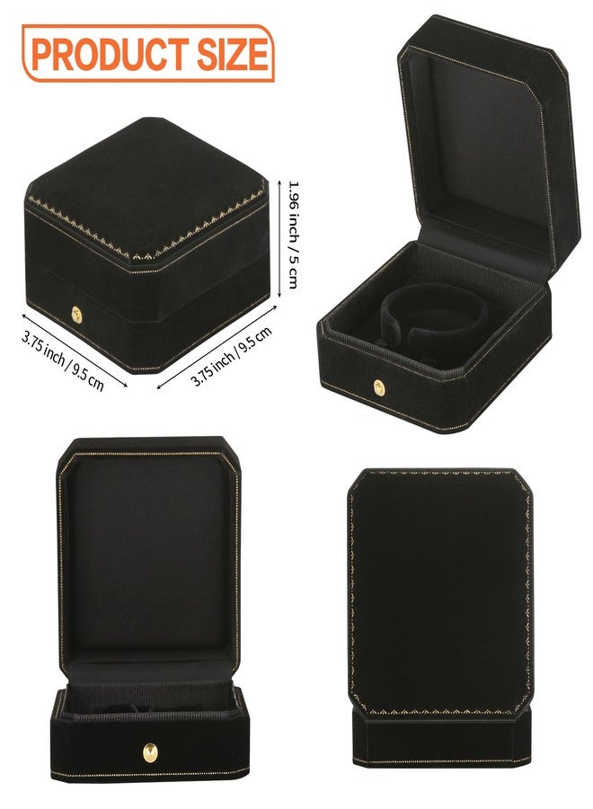 KUKUVR Velvet Bracelet Box for Women, Octagonal Luxury Bangle Gift Box for Wedding Anniversary Engagement Festival, Jewelry Storage Boxes (Black) - Image 2