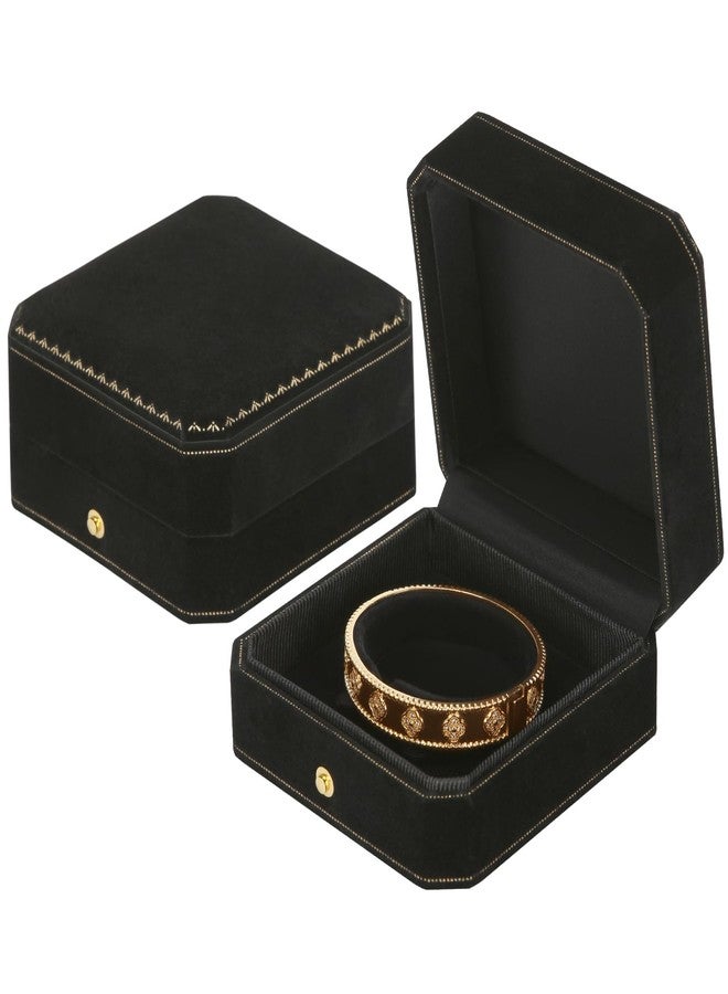 KUKUVR Velvet Bracelet Box for Women, Octagonal Luxury Bangle Gift Box for Wedding Anniversary Engagement Festival, Jewelry Storage Boxes (Black) - Image 1