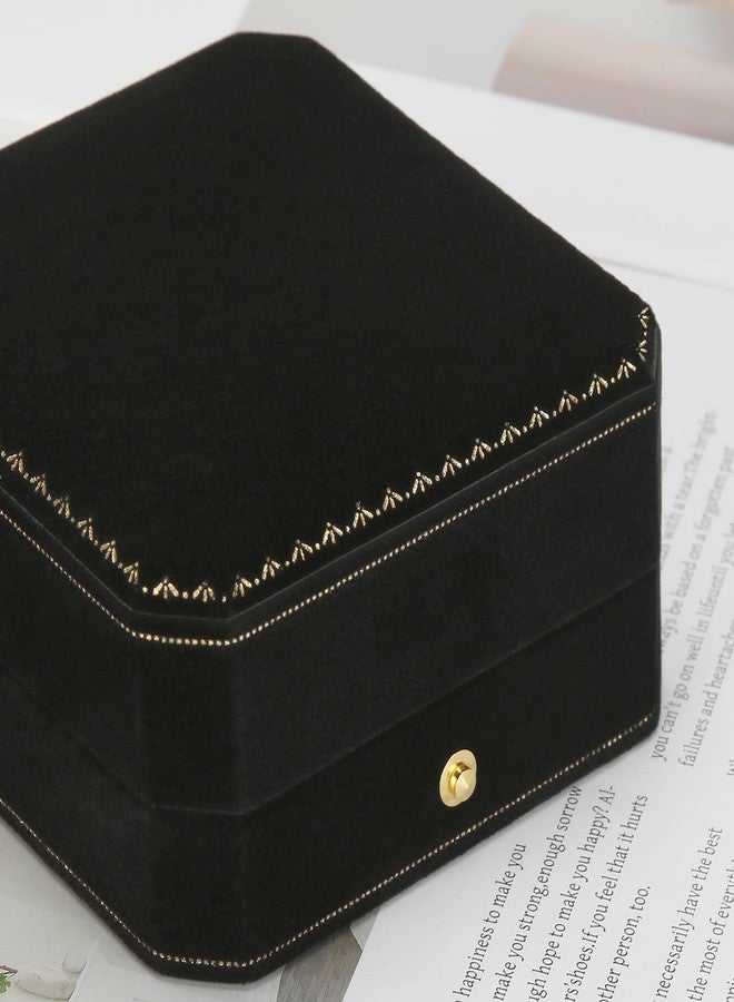 KUKUVR Velvet Bracelet Box for Women, Octagonal Luxury Bangle Gift Box for Wedding Anniversary Engagement Festival, Jewelry Storage Boxes (Black) - Image 3