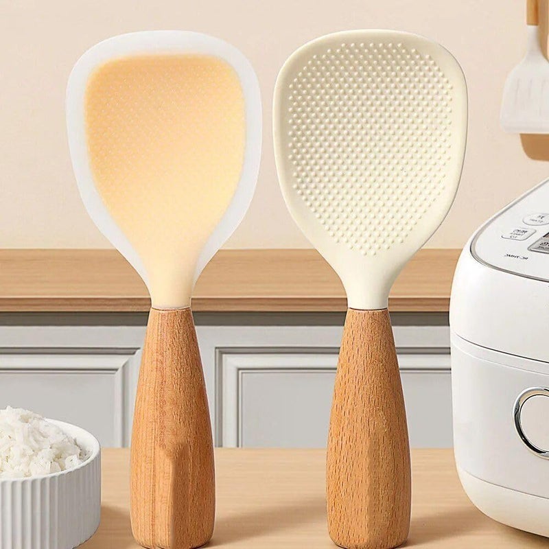Wentoenapp White Standing Silicone Rice Spoon Paddle, Household Rice Shovel Heat Resistant Anti-scalding Rice Scooper, Rice and Potato Servers, Rice Spoon - Image 5
