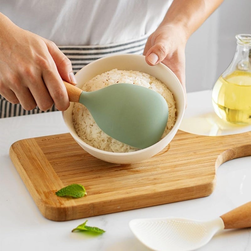 Wentoenapp White Standing Silicone Rice Spoon Paddle, Household Rice Shovel Heat Resistant Anti-scalding Rice Scooper, Rice and Potato Servers, Rice Spoon - Image 4