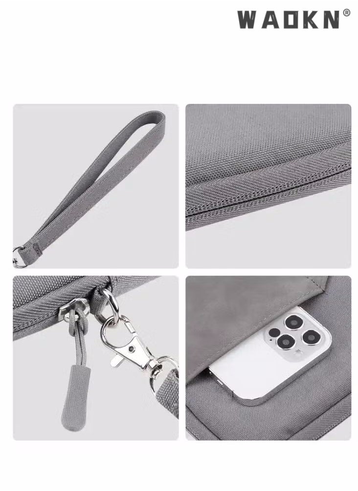 دبليو أيه أو كي أن - 9-11 بوصة حقيبة حمل كم الكمبيوتر اللوحي لجهاز iPad Pro 11 2021-2018 Air 5/4 10.9 10.2 Galaxy Tab A8 10.5 / Tab S8 11 "Surface Go 2/1 واقي مع جيب رمادي غامق - Image 1