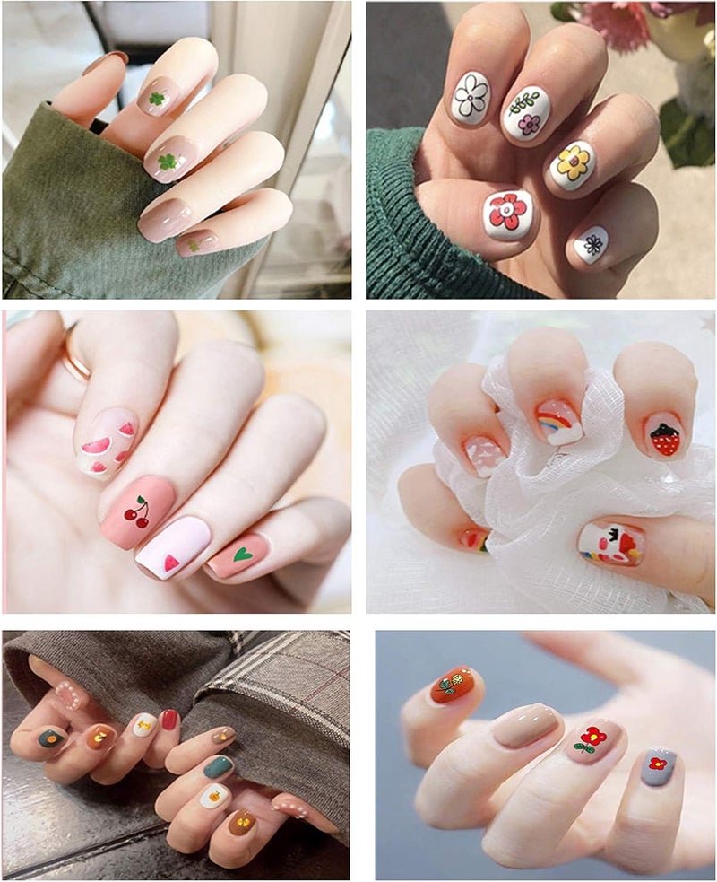 IHUKEIT 18 Sheets Nail Stickers for Women and Little Girls Nail Art Decoration - Self-Adhesive DIY Nail Decals Set Including Hearts Fruits Flowers Leaves Animals Rainbow Nail Art Stickers for Woman Kids - Image 5