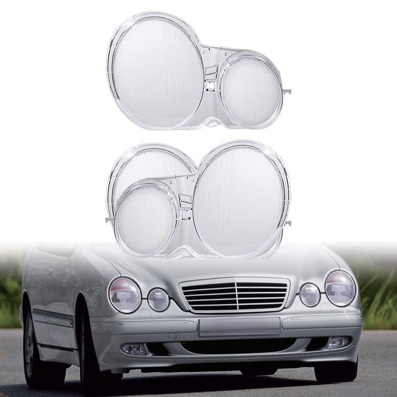 Anzios 2pcs Headlight Covers Compatible with 19962002 Mercedes W210 E280 E300 E320 E420 E430 E500 Headlamp Shell Transparent Lens
