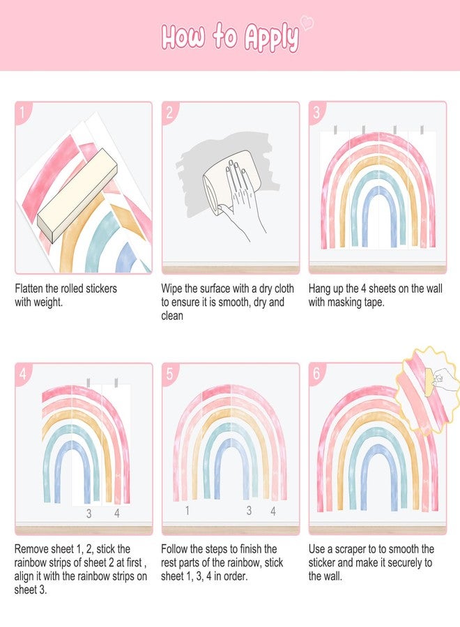 Supzone 56"x43" Large Rainbow Wall Decals Mural for Girls Nursery Peel and Stick Rainbow Vinyl Wall Art Stickers for Kids Toddlers Bedroom Playroom Classroom - Image 5