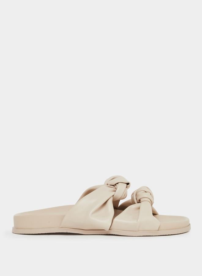 Styli Beige Double Knot Detail Sandals - Image 1