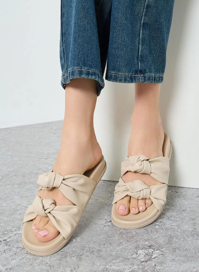 Styli Beige Double Knot Detail Sandals