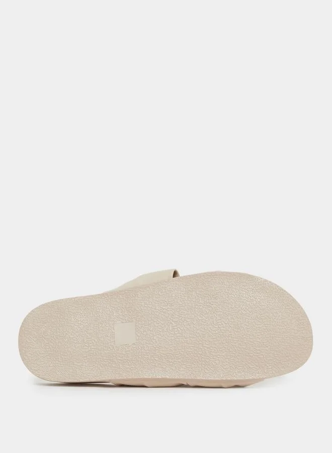 Styli Beige Double Knot Detail Sandals