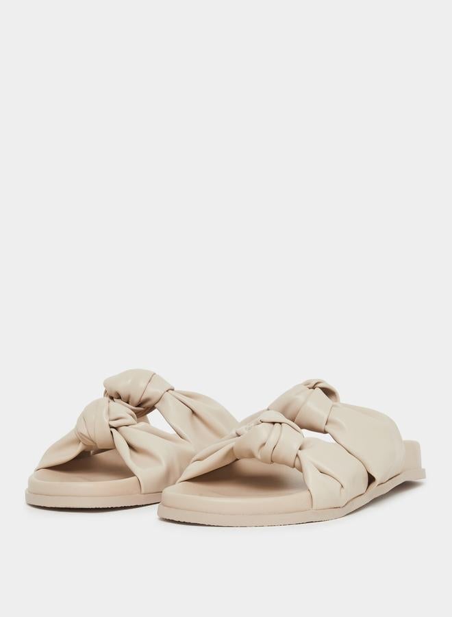Styli Beige Double Knot Detail Sandals - Image 3