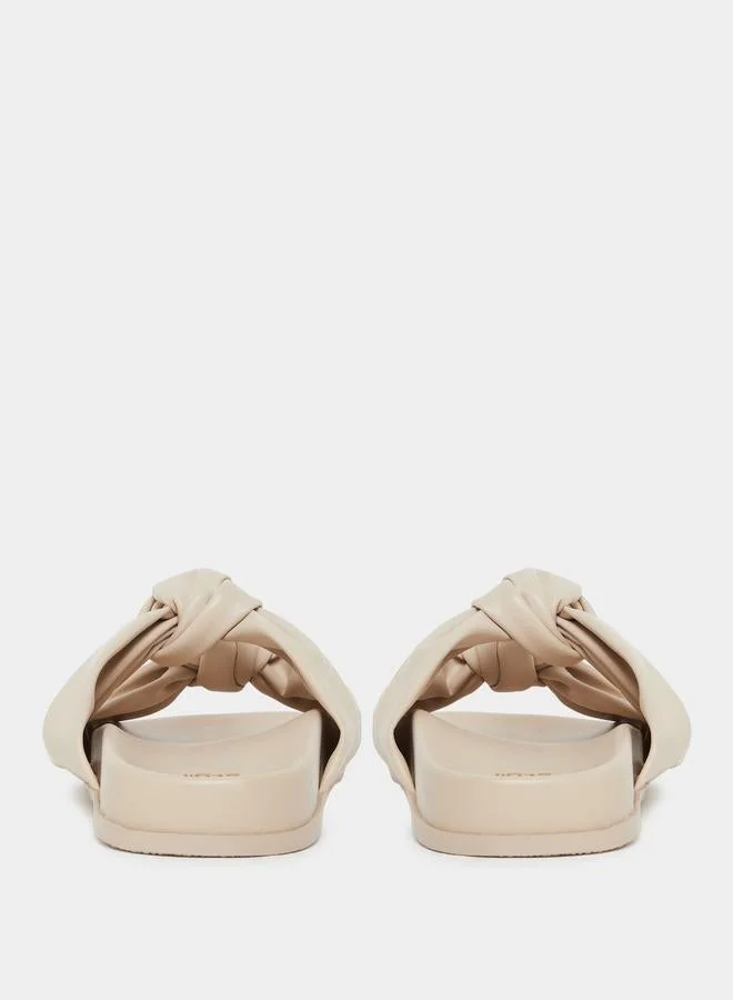 Styli Beige Double Knot Detail Sandals