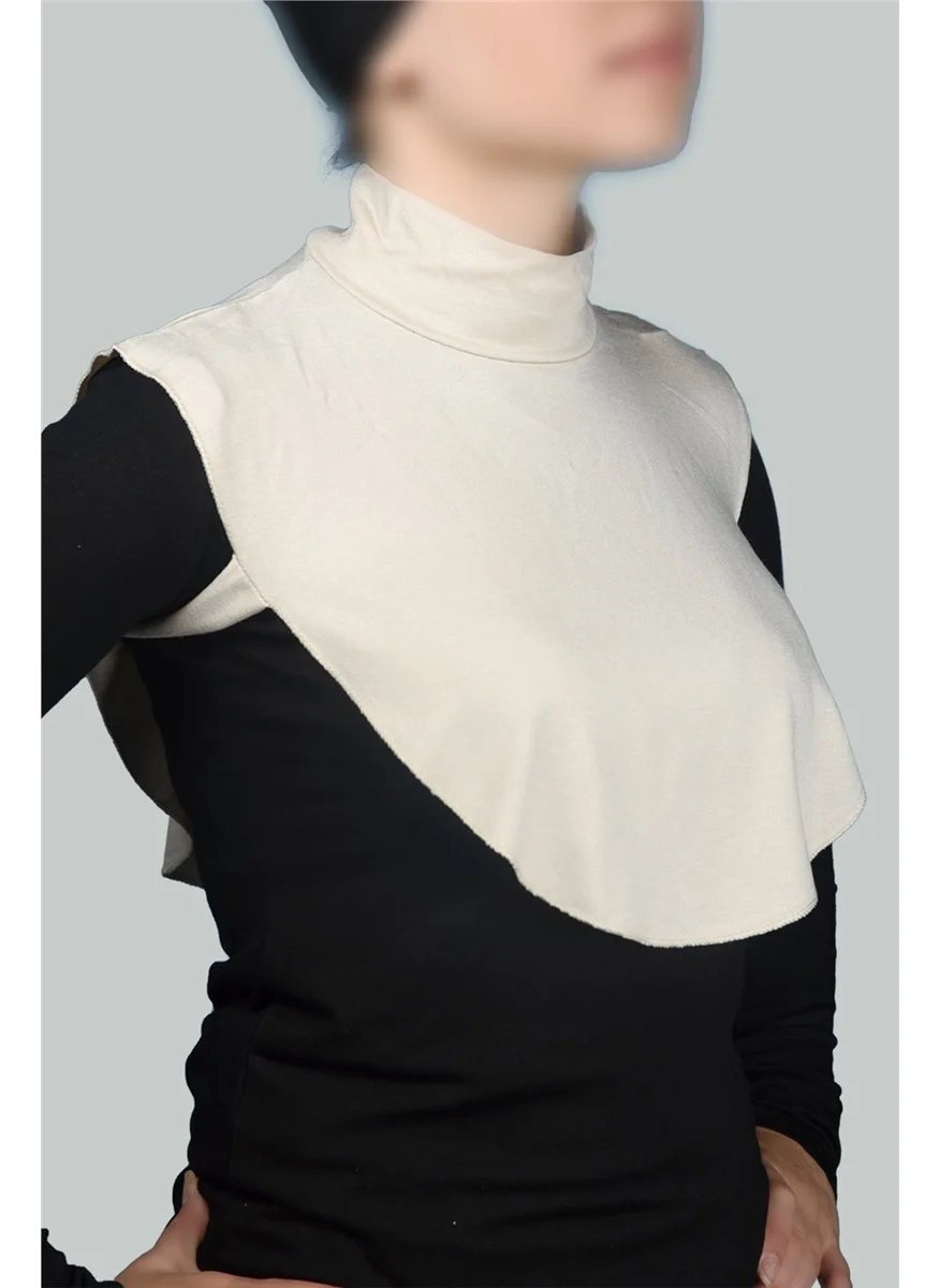 التوبة Plain Turtleneck Turtleneck Combed Cotton Hijab Neck Collar - Cream