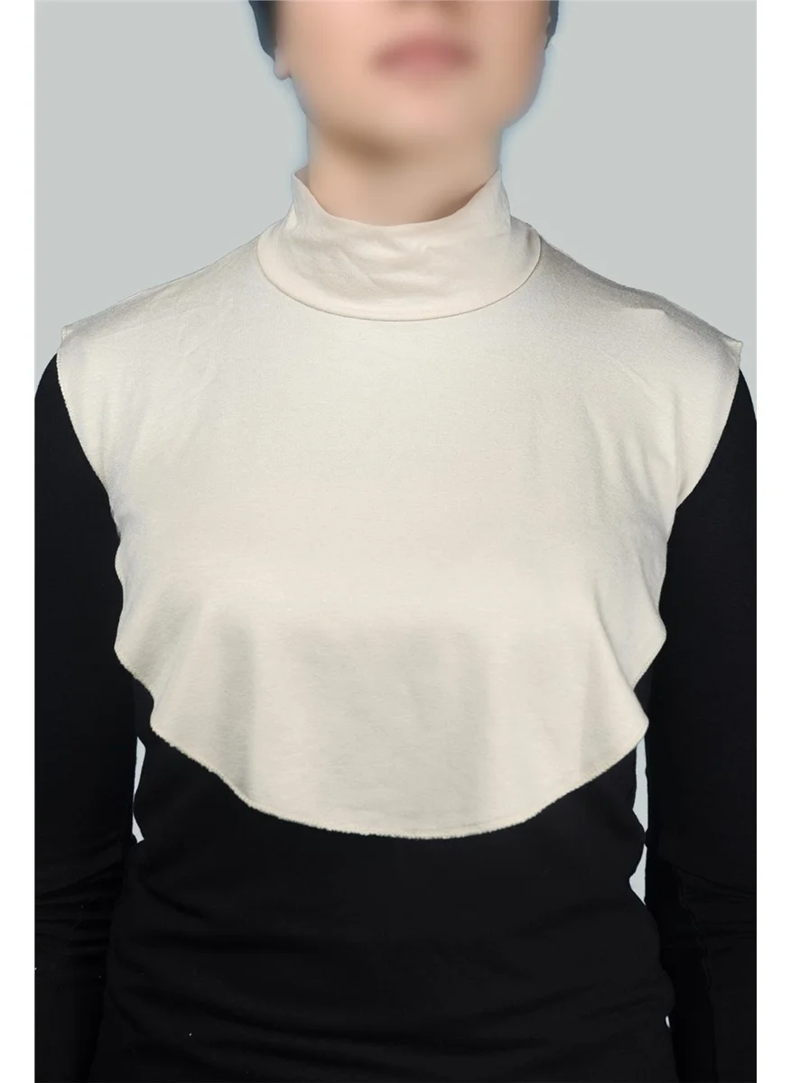 التوبة Plain Turtleneck Turtleneck Combed Cotton Hijab Neck Collar - Cream