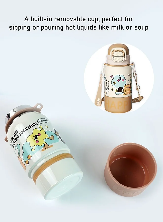 LITTLE SURPRISE BOX Little Surprise Box, Brown Happy Cartoon Stainless Steel kids Water Bottle, 500ml