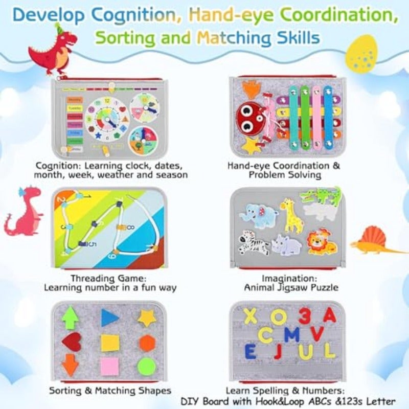 Soofam Busy Board for ToddlersBusy Book Montessori Toys for 3-5 Year Old Sensory Board Learning Activities for Fine Motor Skills Preschool Activities Educational Travel Toy Gifts for Boys Girls - Image 3