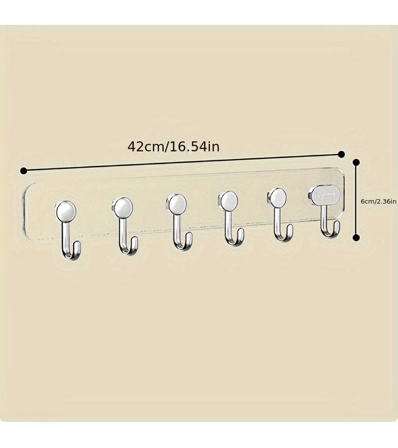 6 Row Self Adhesive Wall Hook Gray Nail Free Door Hanger For Kitchen Storage And Bathroom Towel Rack - Image 3