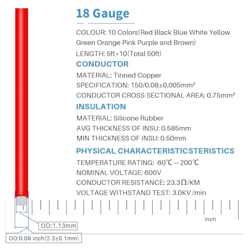 BNTECHGO 18 Gauge Silicone Wire Kit 10 Color Each 5 ft Flexible 18 AWG Stranded Tinned Copper Wire - Image 2