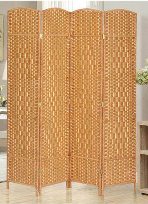 LINGWEI 180x180cm Versatile 4-Panel Bamboo Room Divider – Freestanding, Foldable Privacy Partition with Elegant Natural Shades – Ideal for Home, Office, or Restaurant