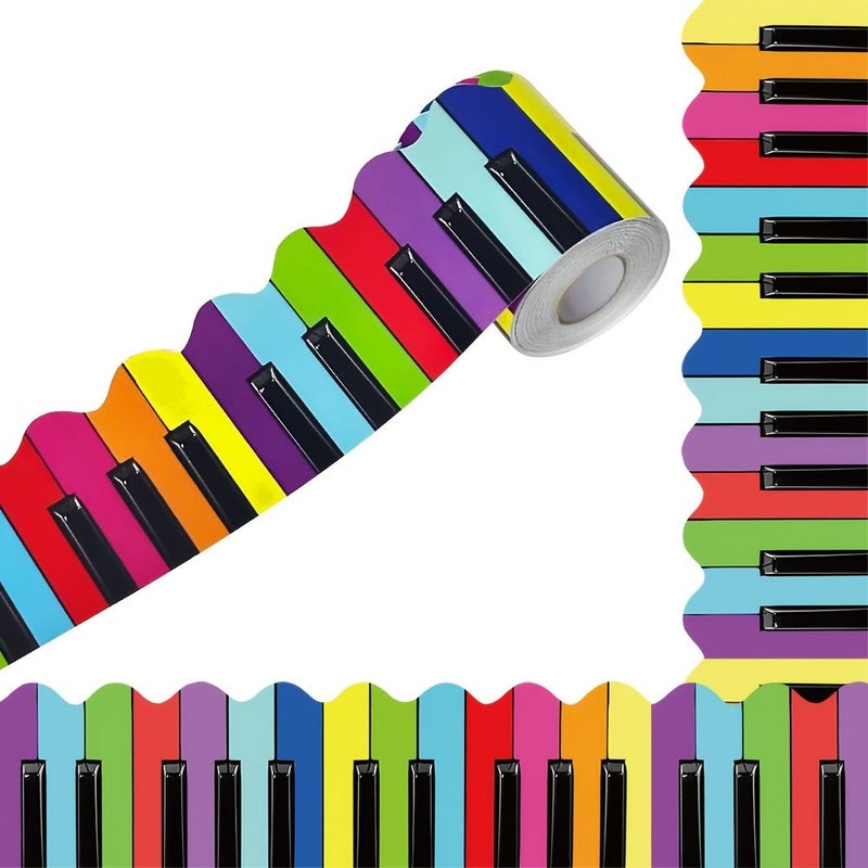 Colorful Musical Piano Frame Bulletin Board Decorative Border HB-091 Non-Adhesive Craft Strips - Image 1