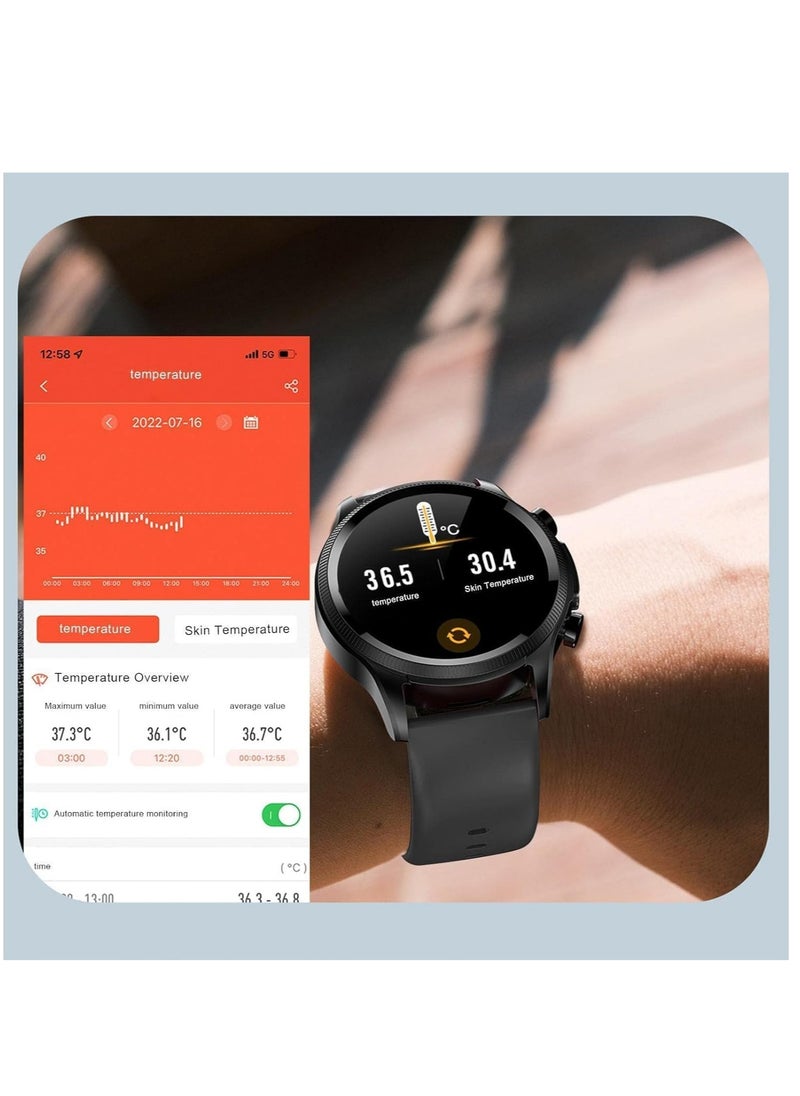 AROAQ - Smart Watch Blood Glucose Monitor, Women Men Fitness Tracker,With Body Temperature ECG+PPG HRV Heart Rate Blood Pressure Oxygen Monitor, Sports Waterproof Smart Watch - Image 1