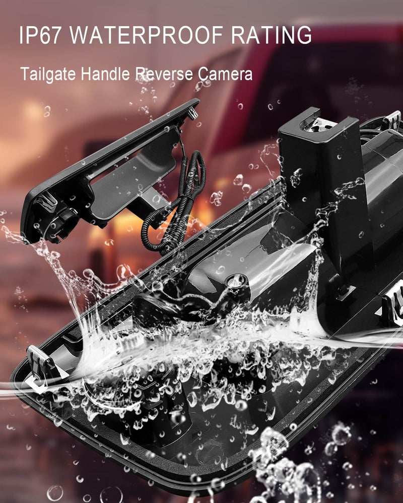 AUGREX HD 1080P Rear View Backup Tailgate Handle Camera Fit for Chevy Silverado and GMC Sierra 2007-2013 Replace 22755304, 170°Wide Angle and 26ft Extension Cable - Image 2