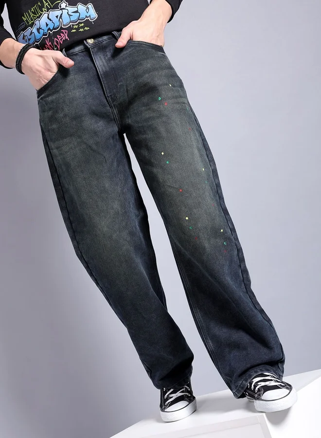 The Indian Garage Co Men Dark Wash Baggy Fit Jeans