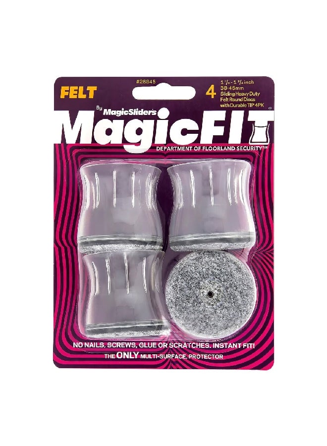 Magic Sliders 4-Piece Durable Rubber Round Shape Sliding Disc Felt Pad Set Clear 1.5 - 1.75 Inch 26845  - Image 1