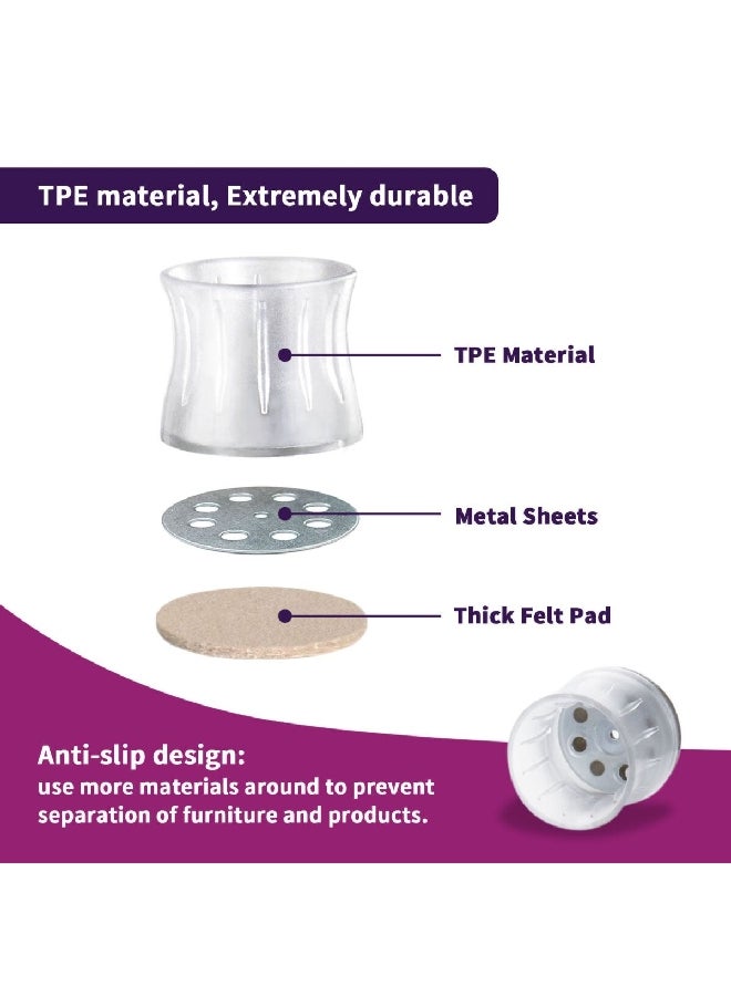 Magic Sliders 4-Piece Durable Rubber Round Shape Sliding Disc Felt Pad Set Clear 1.5 - 1.75 Inch 26845  - Image 4