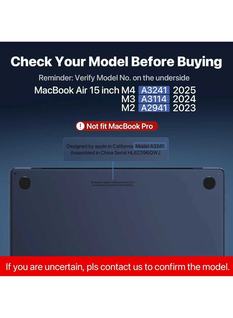 Rock Pow Compatible For MacBook Air 15 inch Case M4 2025 2024 2023 M3 M2 Protective Hard Shell Matte Cover for Laptop A3241 A3114 A2941 with Liquid Retina Display & Touch ID - Image 2