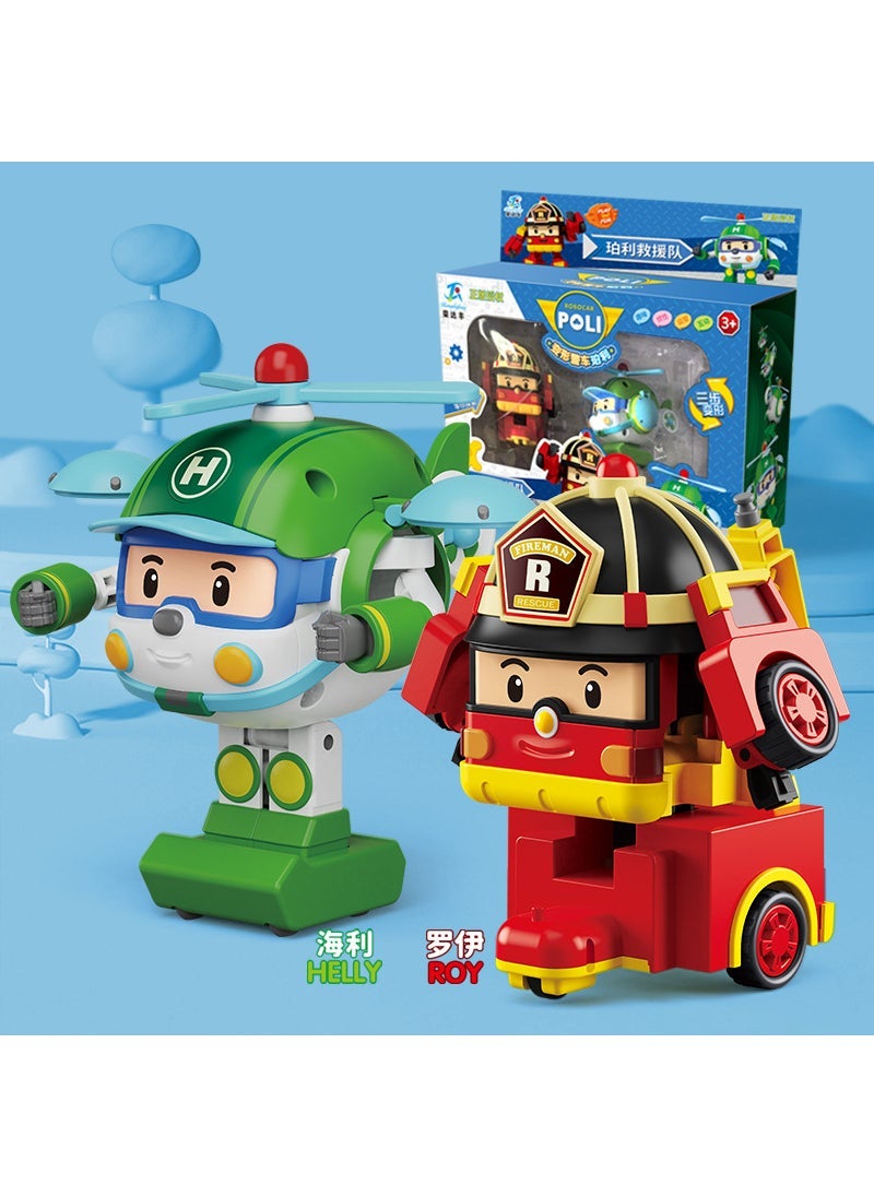 Arabest - Authentic POLI Transforming Police Car Robot Model 981-10 Roy + Haili [deformed model] Small size - Image 1