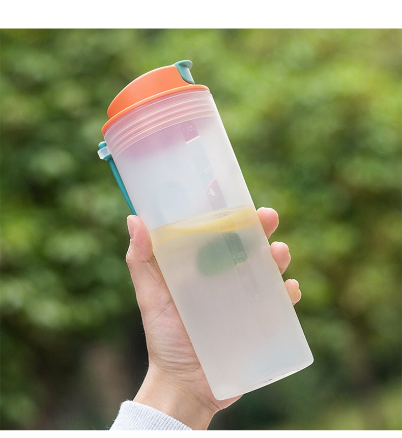 Portable Single-Layer Plastic Shaker Bottle for Protein Shakes and Smoothies Orange 