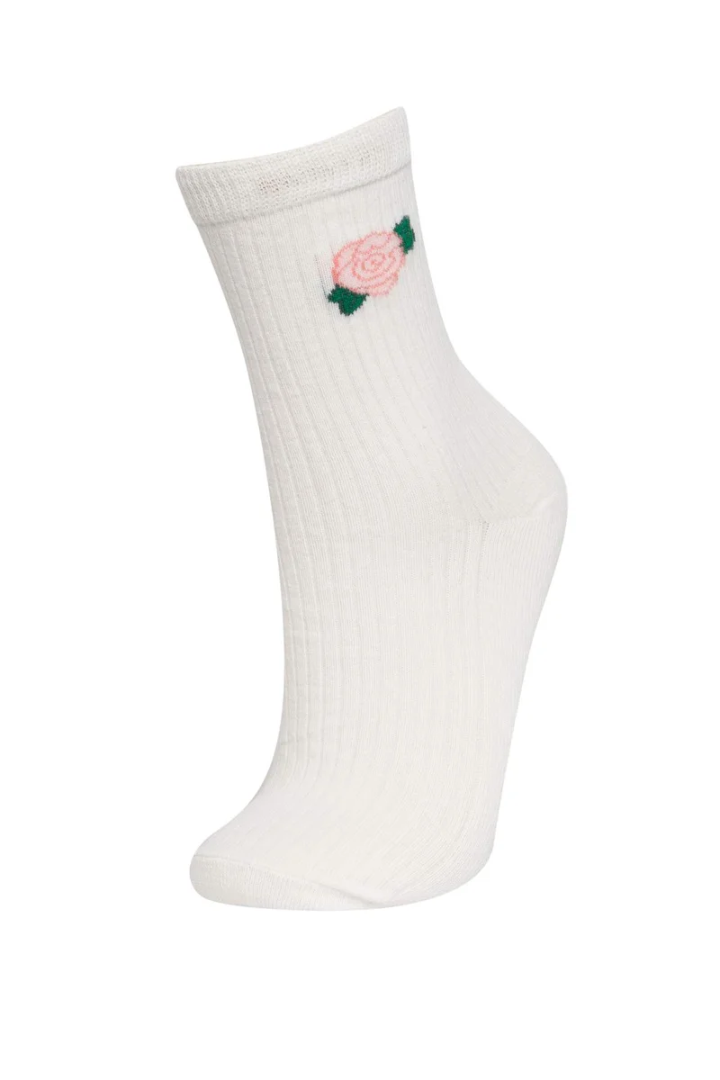ديفاكتو Woman Embroidery 3 Piece Cotton Long Socks