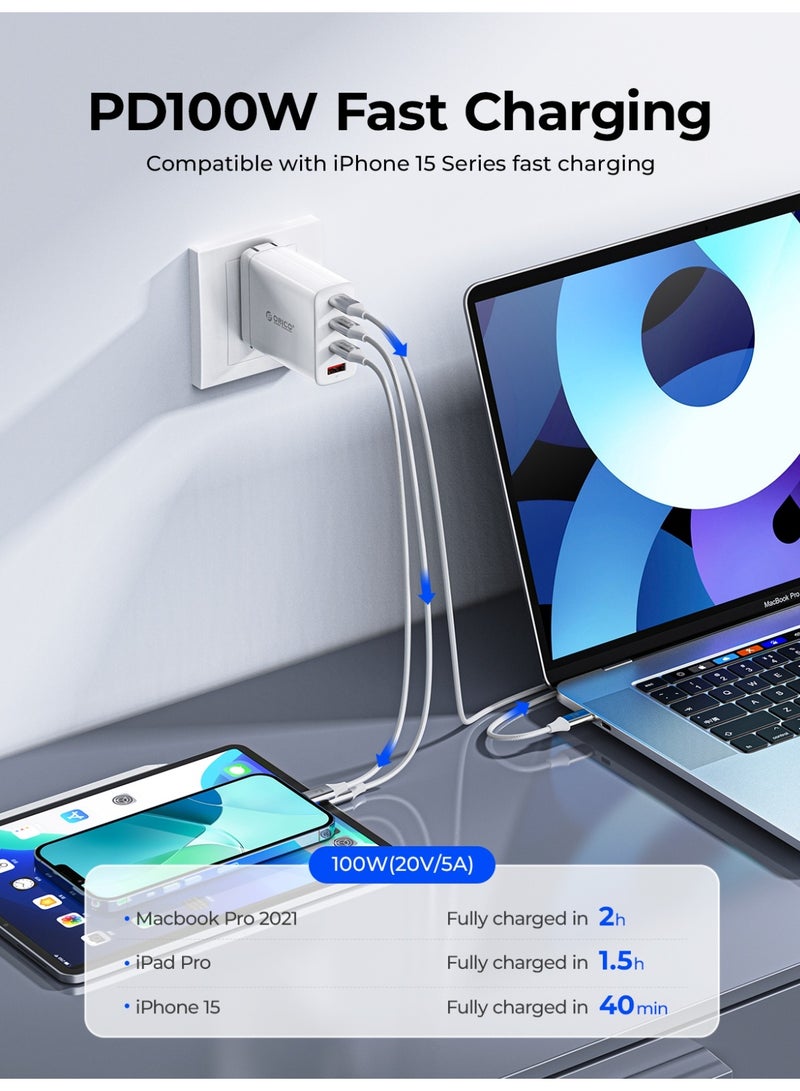 Orico 100W USB Type C Cable  Nylon precision woven cable body USB C to USB C 2.0 Cable (C to C) Compatible For iPhone 16 15 Pro Max iPad Pro Air mini 6 MacBook Pro Air Galaxy S24 S23 Ultra Z Fold Xiaomi Honor OPPO OnePlus 1M White - Image 4